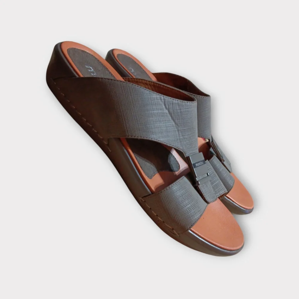 😚MONTINI COMFORT MEN'S SIZE 44 EU 10 USA BROWN ADJUSTABLE SANDLE.